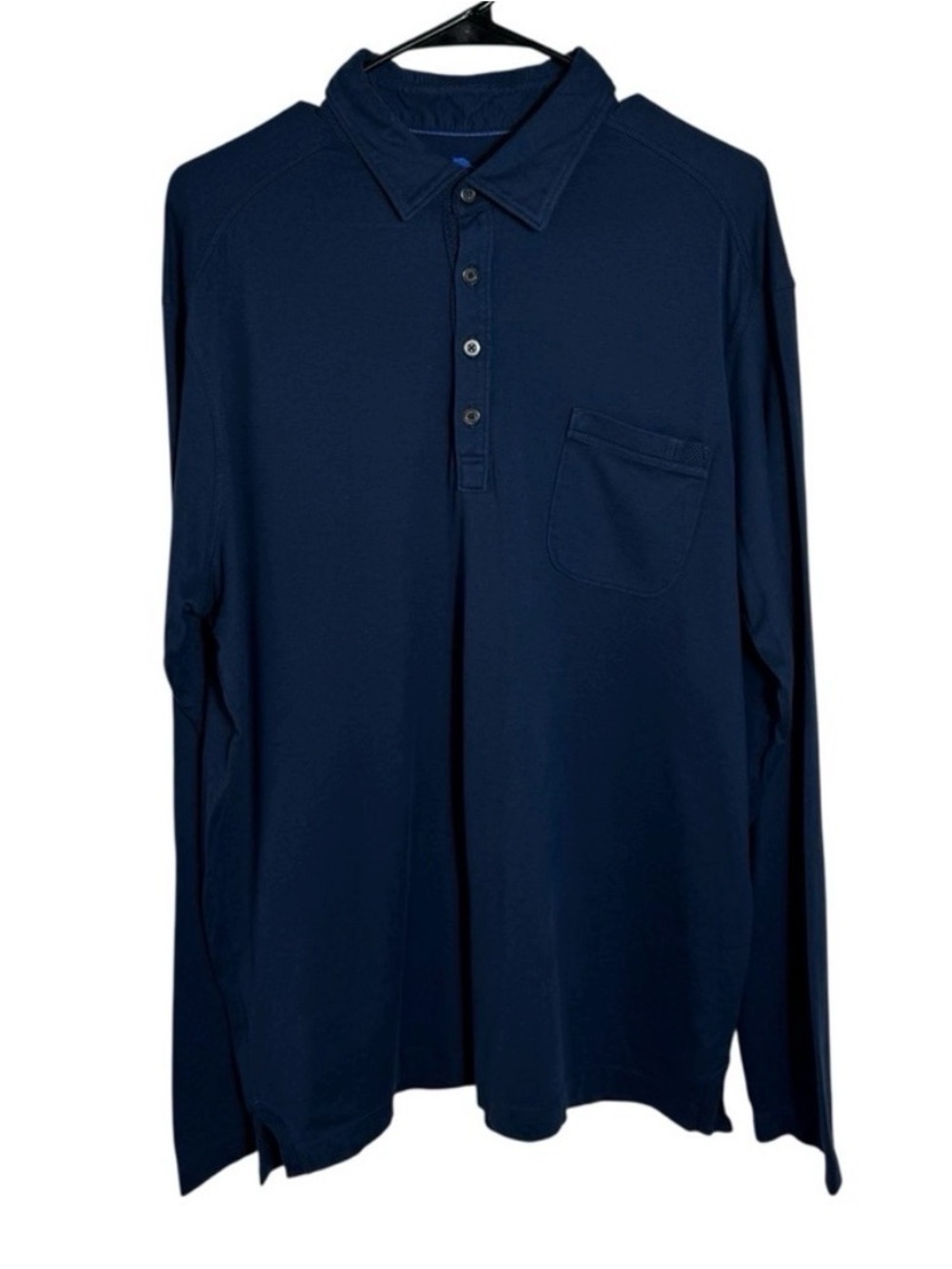 Tommy Bahama Long Sleeve Polo Shirt Blue Pima Cotton Modal Size LG